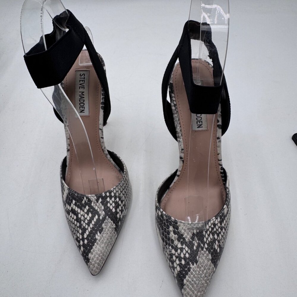 Steve Madden Yasir Womens Snake Print Pointed Toe Heels With Ankle Strap Size M - Picture 3 of 4